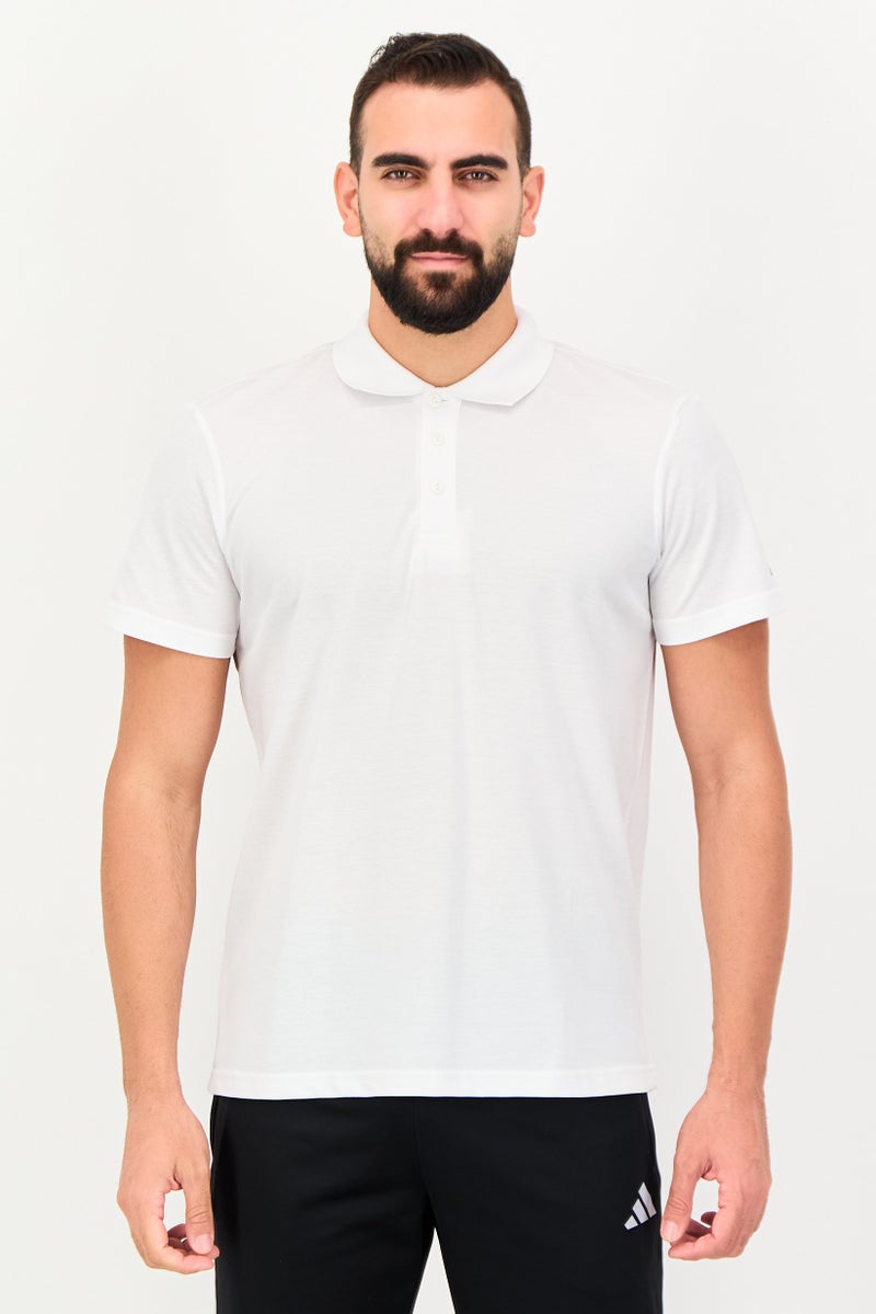 Adidas Men Sportswear Fit Short Sleeve Outdoor Polo Shirt, White - Image 1